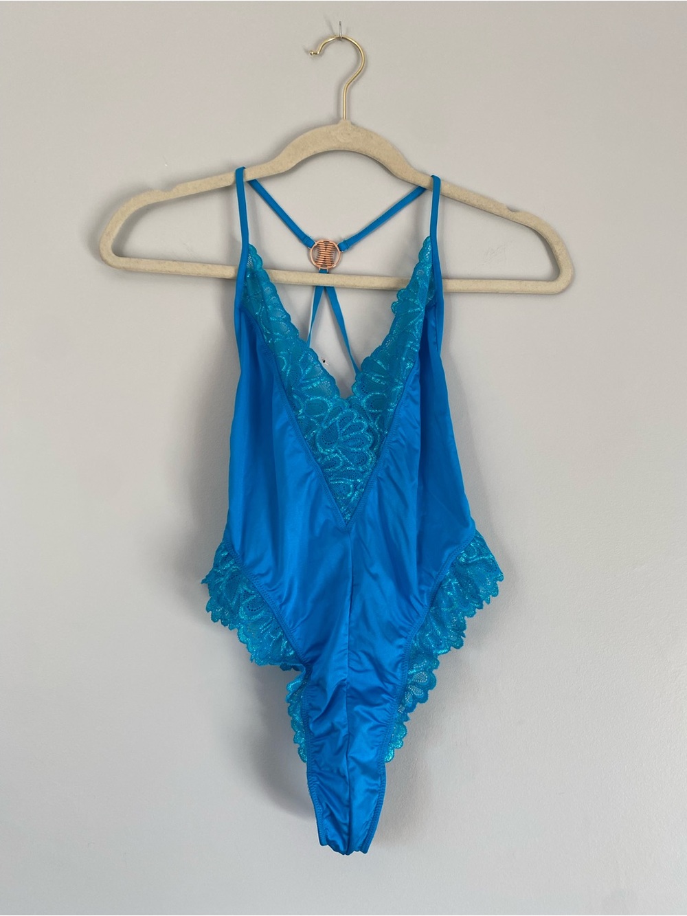 Savage X Fenty Savage Not Sorry Lace Teddy Wildflower Blue S